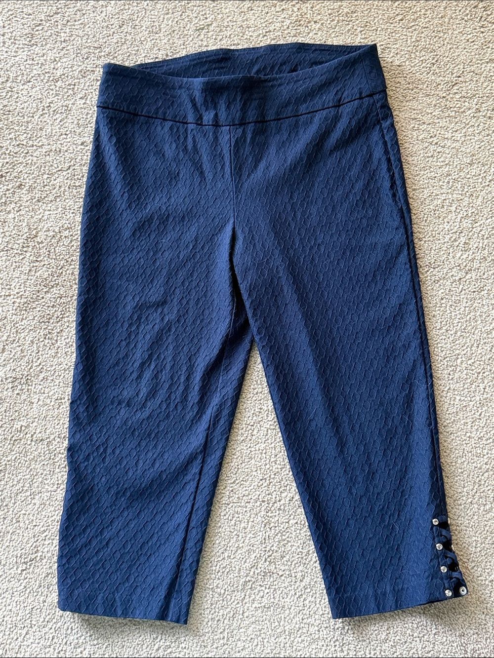 Attyre Petite Deep Navy Textured Cropped Pants!